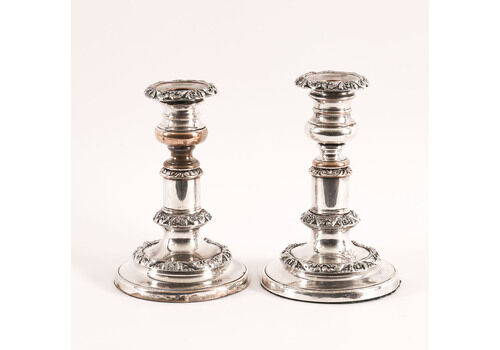 Antique Pair George IV Old Sheffield Telescopic Candlesticks  C1825 19th C