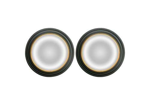 Pair Of Late 19th Century Regency Revival Black And Giltwood Convex Mirrors