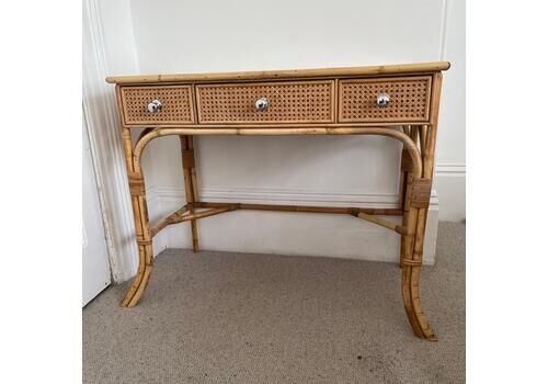 Cane And Bamboo Dressing Table With 3 Drawers