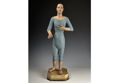 Mid 18th Century Italian Polychrome & Gesso Santos Figure (Female Saint)