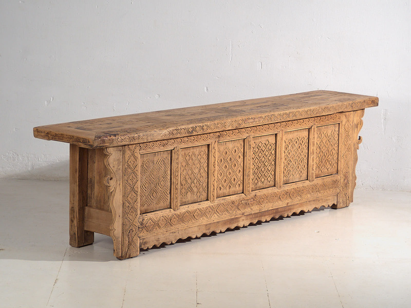 Antique Low Sideboard With Handcrafted Carving (C.1900)