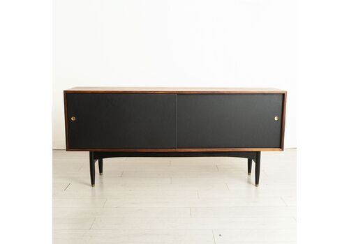 Midcentury Rosewood Sideboard With Leather Doors By Robin Day C.1965