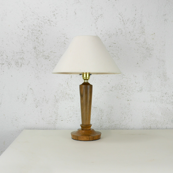 Art Deco Vintage Turned Walnut Table Lamp Brass #102928