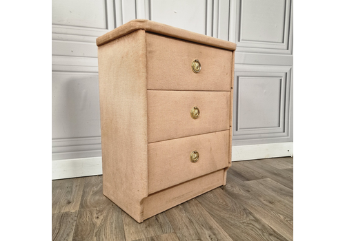 Vintage Single Velvet Fabric Bedside Side Table Drawers Cabinets