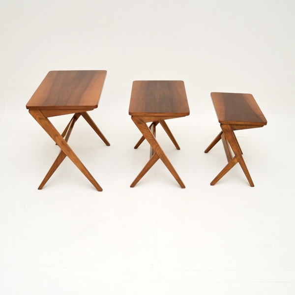 Swedish Vintage Walnut Nest Of Tables By Bengt Ruda