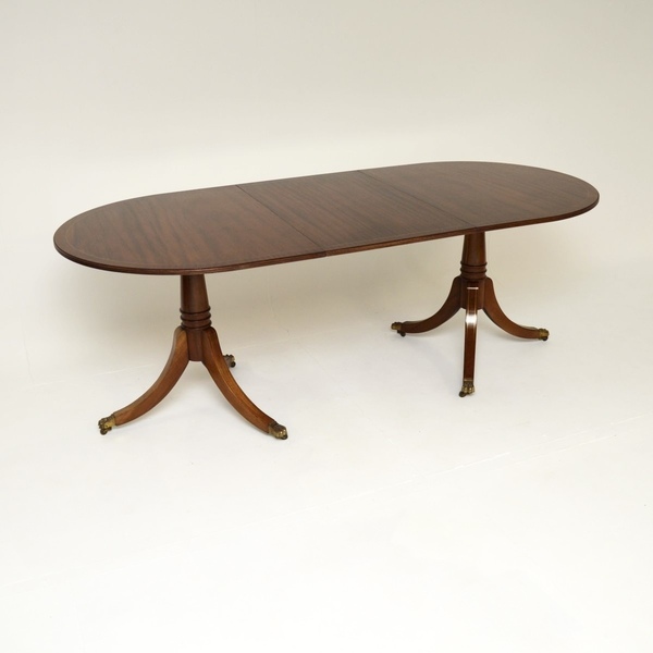 Antique Regency Style Mahogany Brass Inlaid Extending Dining Table