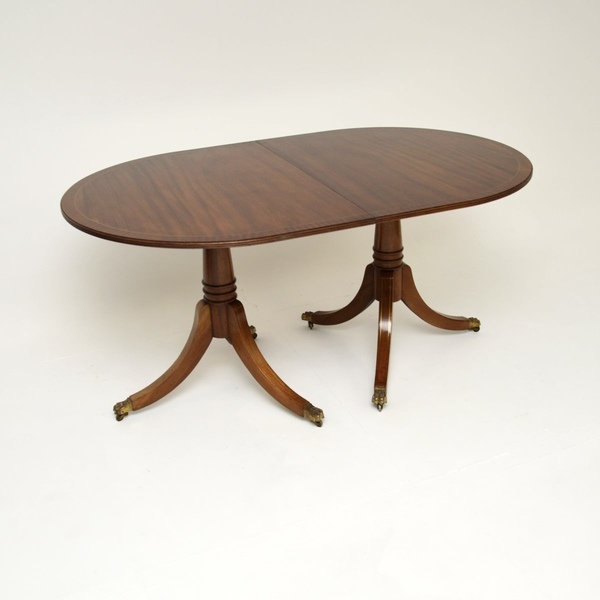 Antique Regency Style Mahogany Brass Inlaid Extending Dining Table photo furniture