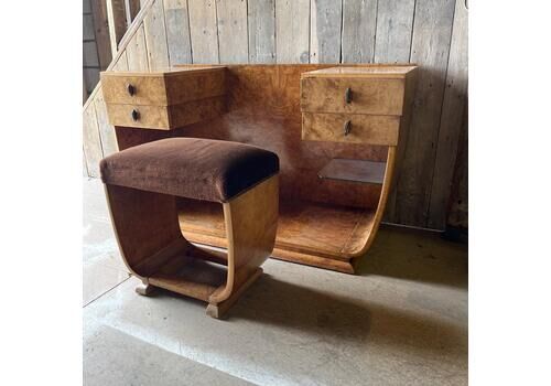 Art Deco Style Burr Walnut Dressing Table And Stool