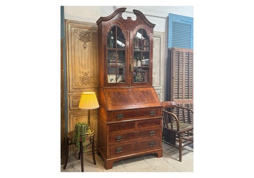 Antique Georgian Figured Walnut Bureau Bookcase With Key Delivery Available