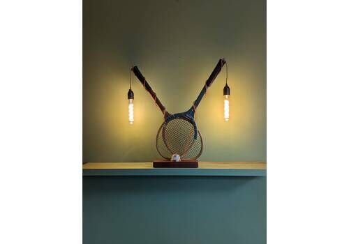 Upcycled Tennis Rackets Table Accent Lamp, Handmade Statement Light