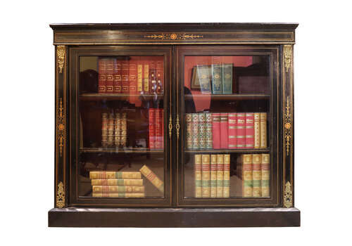A Fine Victorian Ormolu Mounted, Inlaid, Ebonised Two Door Pier Cabinet