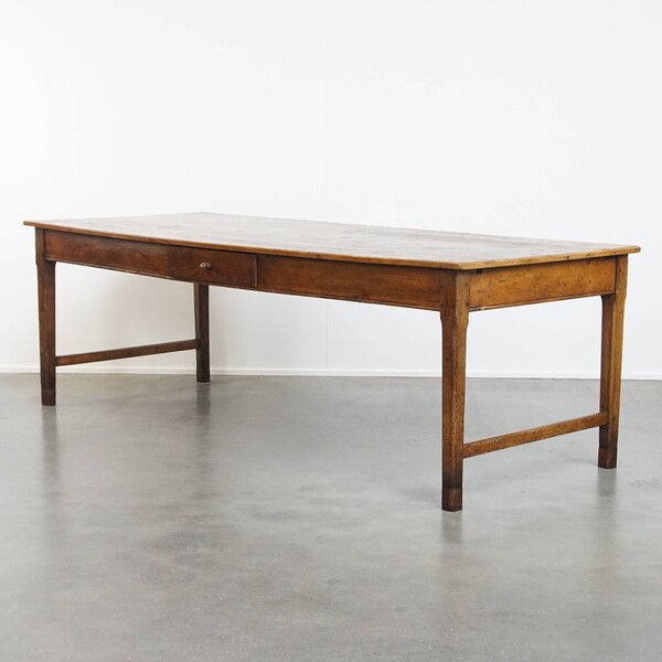 Charming And Large Antique Dining Table With A Drawer And Beautiful Original Details
