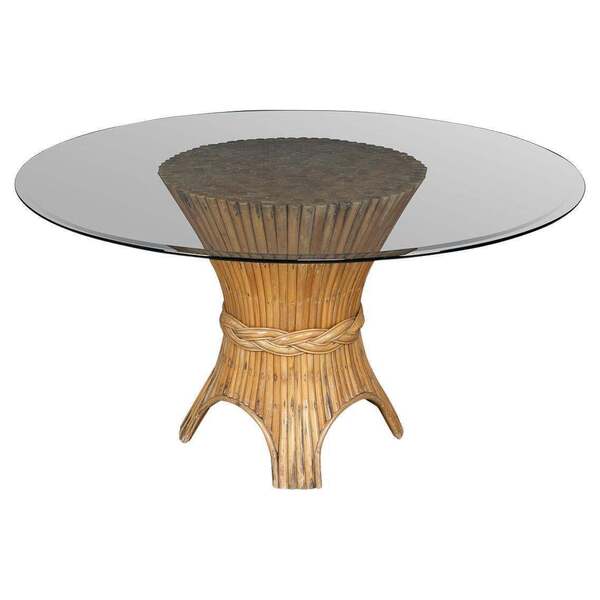 Stylish 20th Century "Sheaf Of Wheat" Dining Table By Mcguire C.1970