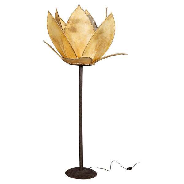 20th Century Italian 'Lotus Flower' Floor Lamp With Vellum Shade C.1970