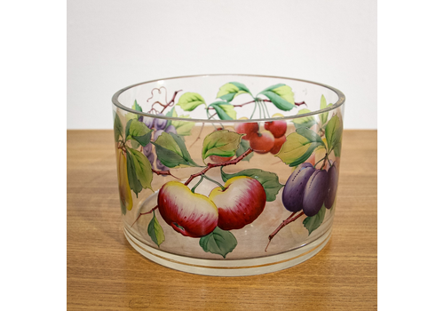 Webb Corbett Glass Bowl With Painted Fruit