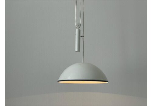Beautiful Italian White Metal Counterweight Pendant Lamp By Flos, 1970s, Italy