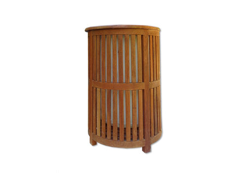 Cylindrical Laundry Basket Of Teak
