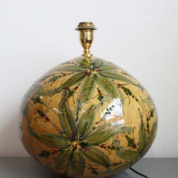 Extra Large Hand Glazed Ceramic Table Lamp (Circa 1980s)