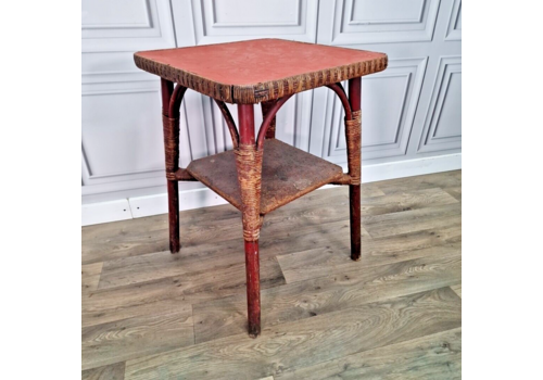 Antique Vintage Rattan Bamboo Painted Table Victorian Side Bistro Table Cane