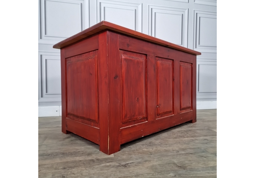 Vintage Carved Solid Wooden Pine Trunk Chest Panelled Blanket Box Coffee Table