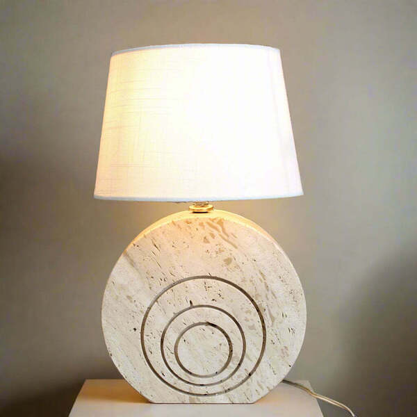 Vintage Travertine Table Lamp (Circa 1980s)