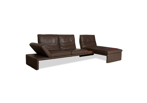 Koinor Raoul Leather Corner Sofa Brown Grey Chaiselongue Right Manual Function