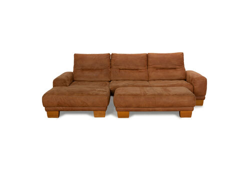 K+W Polstermöbel Soul 7135 Fabric Sofa Set Brown Camel Chaiselongue Left Manual Function
