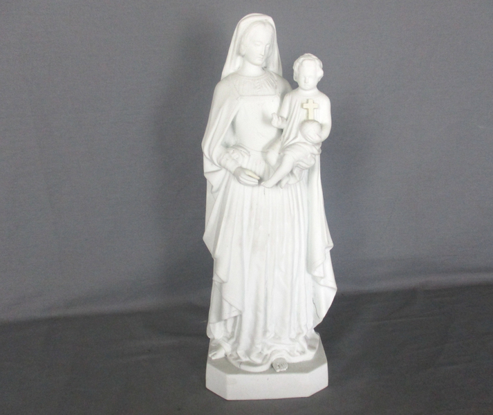 Antique 1900 Bisque Statue Virgin Mary Our Lady Madonna Infant Jesus ...