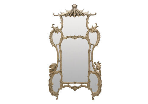 A Large Painted Chippendale Style Segmented Mirror