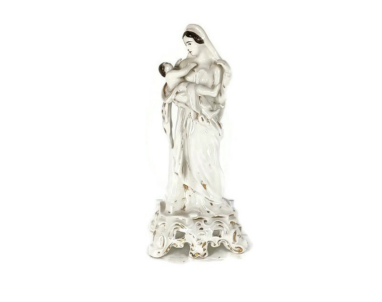 Antique 1900 Vieux Paris Porcelain Bisque Statue Virgin Mary Madonna ...