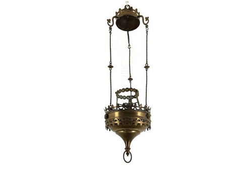 Antique  Brass  Gods Lamp Light Ceiling Fixture Chandelier Pendant 19th Century