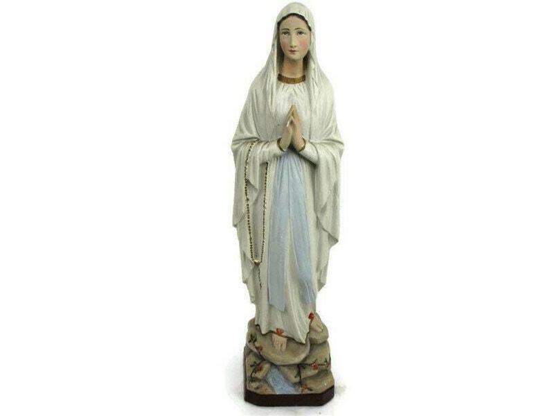 Large Statue Virgin Mary Madonna Plaster Folded Hands Chapel Gorgeous ...
