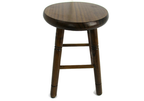Vintage Hand Carved Wood Milking Stool Crutch Pedestal Table Farmhouse Barn