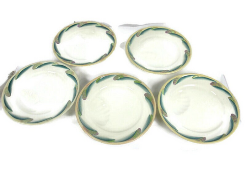 Set Of 5 French Oyster Seafood Cockquilles Plates Porcelain Faience Sarreguemine