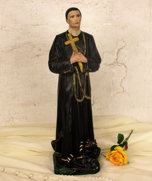 Antique Statue Saint Santo Gerard Santo Majella Dragon Plaster Priest ...