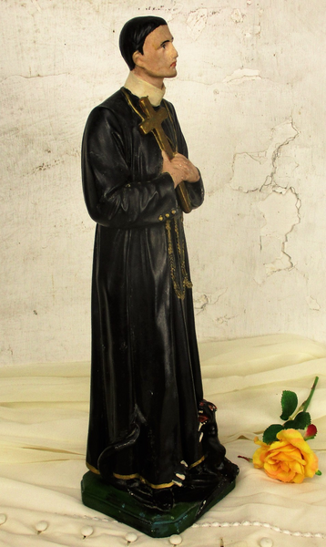 Antique Statue Saint Santo Gerard Santo Majella Dragon Plaster Priest ...