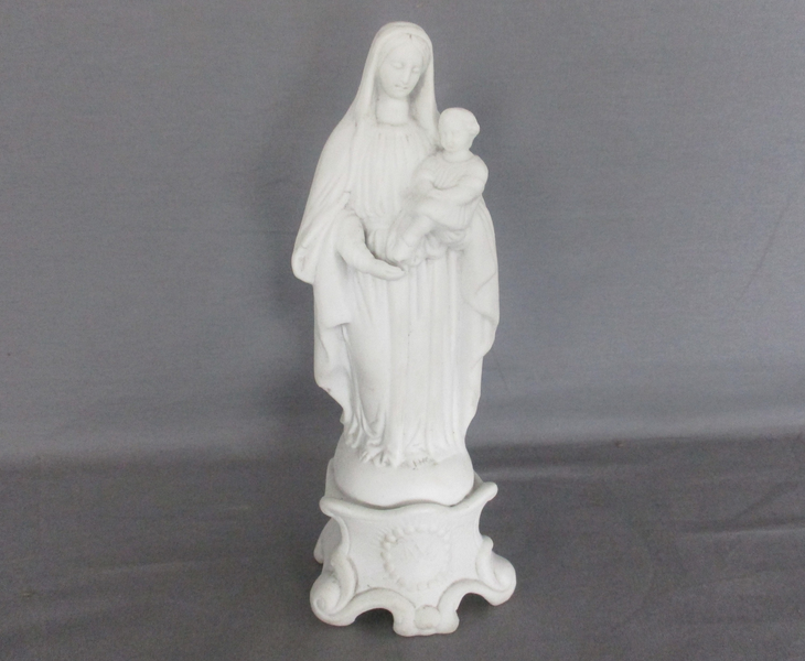 Antique Bisque Porcelain Statue Virgin Our Lady Mary Madonna With ...
