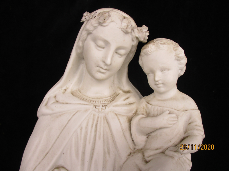 Large French Antique 1900 Bisque Statue Virgin Mary Our Lady Madonna ...