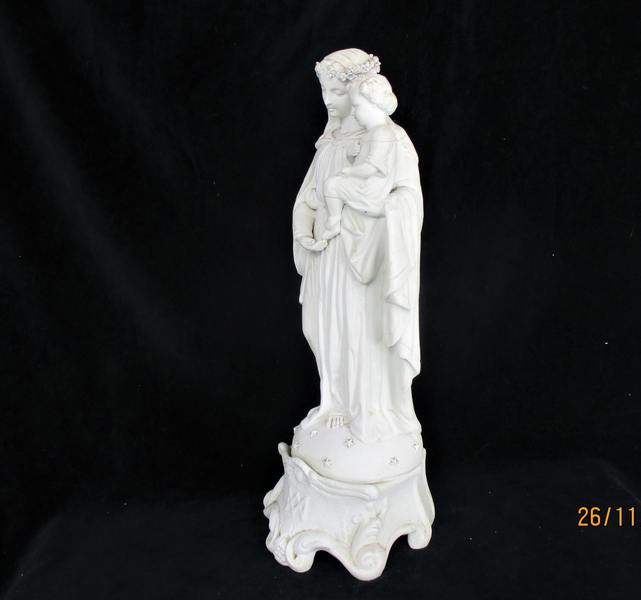 Large French Antique 1900 Bisque Statue Virgin Mary Our Lady Madonna ...