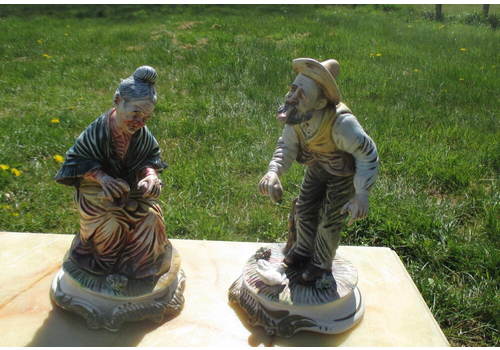 Capodimonte Italy Porcelain Figurines Old Man Lady Grandpa Grandma Nonno Nonna