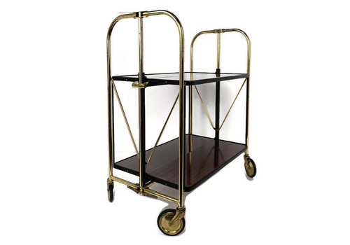Mid Century Side Table Bar Cart Tea Cocktail Serving Trolley Belgium  Foldable