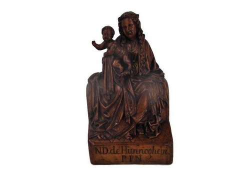 Large Statue Notre Dame Our Lady Hunnegem Hunneghem Oak Virgin Mary Collector Ht