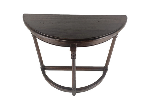 Carved Wooden Wall Hallway Console Side Table Half Moon Oak Vintage Barn Farmhou