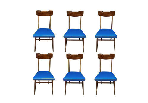 A Set Of Six Italian Mid Century Dining Chairs In Mahogany