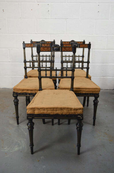 19th Century Aesthetic Movement Set Of Five Ebonised Chairs | Vinterior