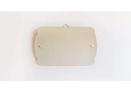 Antique Frameless Mirror, Art Deco, Horizontal Wall Mirror, Etched Glass, Mantle Mirror, Rustic Home Decor
