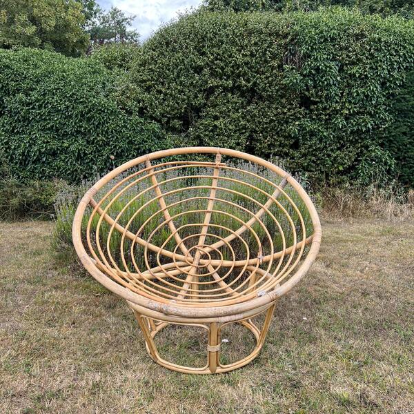 Living Room Mid Century Papasan Chair Vintage Bamboo Papasan Chair - Main Image