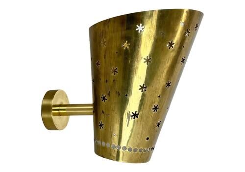 Rare Minimalist Brass "Stars" Theatre Wall Light By Stilnovo Attrib. Italy 1950s