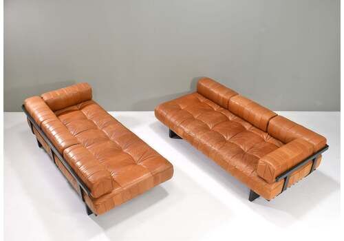 Pair Of De Sede Ds80 Daybed Sofas In Cognac Tan Leather   Switzerland, 1970s