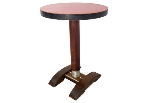 French Bistro Table Oak And Beech With Laminated Top Table, 1960